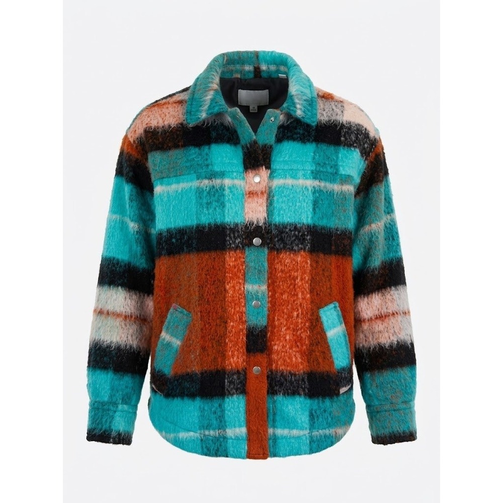 BDG Shacket Womens SP Oversized Multicolor Plaid Flannel Jacket Grungy Retro Y2K